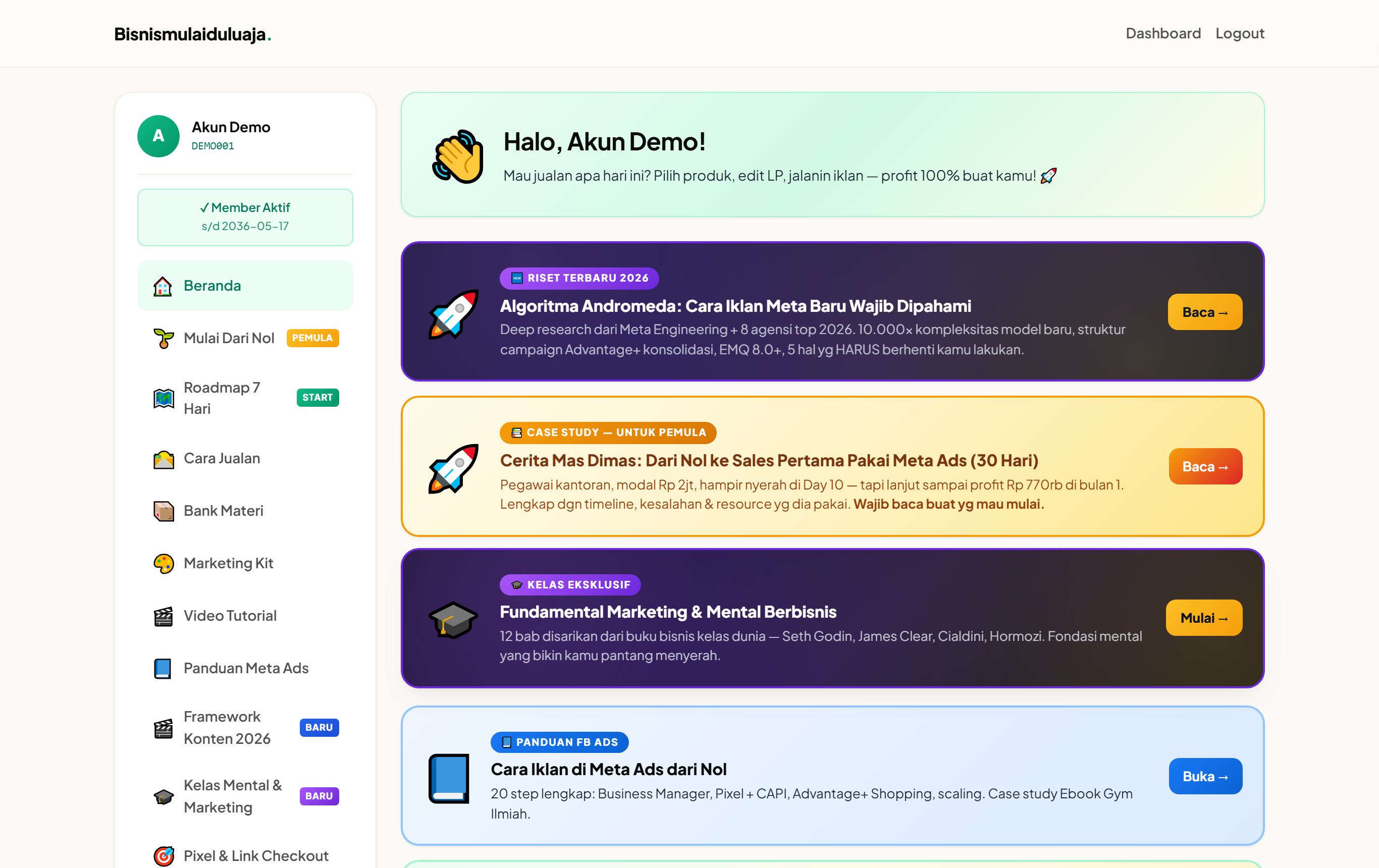 🏠 Dashboard Utama
